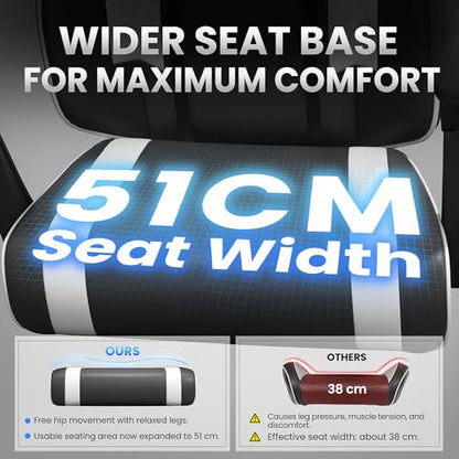 Gaming Chair for Adults with Footrest - Ergonomic PC Chair Arctic White