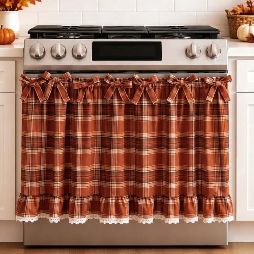 Fall Plaid Oven Skirt for Stove Cover - Farmhouse Kitchen Decor