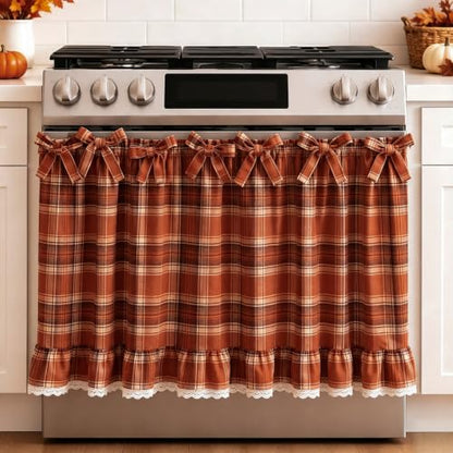 Fall Plaid Oven Skirt for Stove Cover - Farmhouse Kitchen Decor