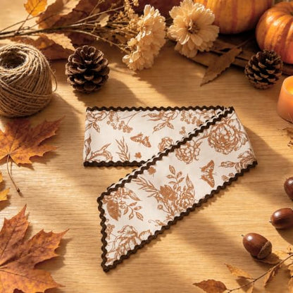 Fall Floral Wreath Sash for Front Door Decor Butterfly & Flower Design