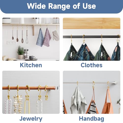 Titanker Shower Curtain Hooks Rings, Rust-Resistant Metal Double Glide Shower Hooks for Bathroom Shower Rods Curtains, Set of 12 Hooks - Lightcyan