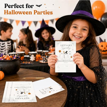 Cute Ghost Halloween Party Invitations with Envelopes and Cards - Neutral Spooky