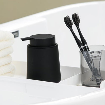 Matte Black Liquid Hand Soap Dispenser - 11 oz Refillable Plastic for Modern Bathroom & Kitchen