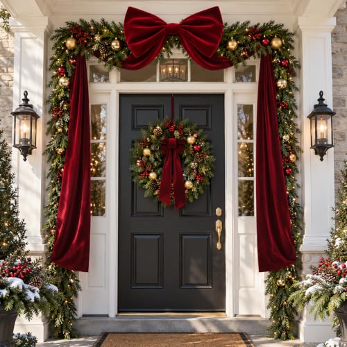 Extra Large Burgundy Velvet Christmas Tree Topper Bow - 71 Inch Length