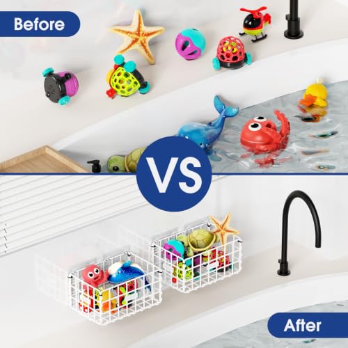 Bath Toy Storage Organizer White 2-Pack Large Plastic Shower Caddy