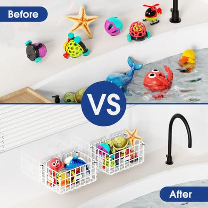 Bath Toy Storage Organizer White 2-Pack Large Plastic Shower Caddy