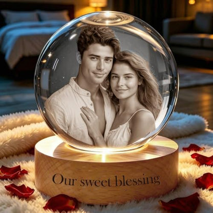 Personalized Snow Globe with Photo and Message - 4 Inch Crystal Ball
