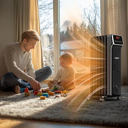 ROVSUN WiFi-Controlled Oil Filled Radiator Heater - 1500W, Black