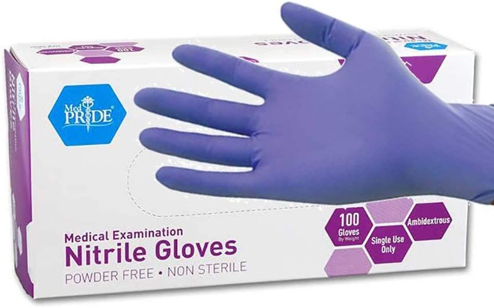 MedPride Nitrile Exam Gloves - Powder-Free, X-Large Size, 100 Count Pack for Ultimate Protection