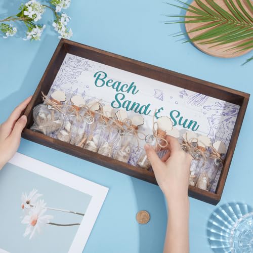 Beach Memory Shadow Box with Glass Bottles & Shells - Rustic Wooden Coastal Decor