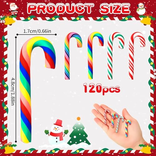 120 Pcs Christmas Candy Cane Ornaments - Mini 2in Candy Canes for Tree, Wreaths, Vase Fillers (Variation: Christmas Candy Cane Style)