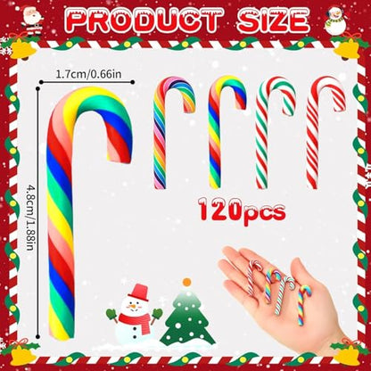 120 Pcs Christmas Candy Cane Ornaments - Mini 2in Candy Canes for Tree, Wreaths, Vase Fillers (Variation: Christmas Candy Cane Style)
