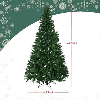 Unlit 7.5ft Artificial Christmas Tree with Stand - Green, Realistic Design