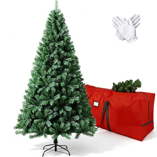 8 Ft Green Artificial Christmas Tree with Hinged Branches, Bag & Gloves - Variation of THIS listing