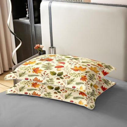 Fall Harvest Cotton Duvet Cover Set for Kids Twin Bed - Orange Green