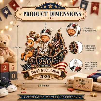 Baby's First Christmas 2026 Ornament - Patriotic 250th Anniversary Keepsake - First Holiday Gift for Baby Boy - Variation: First Christmas16.10.10