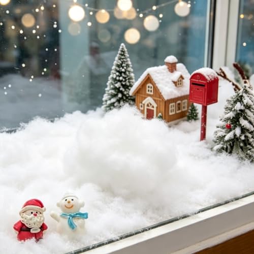 Artificial Snow Cotton Fluff for Holiday Decor, 150g - Winter Scene Craft Supplies