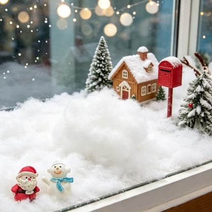 Artificial Snow Cotton Fluff for Holiday Decor, 150g - Winter Scene Craft Supplies
