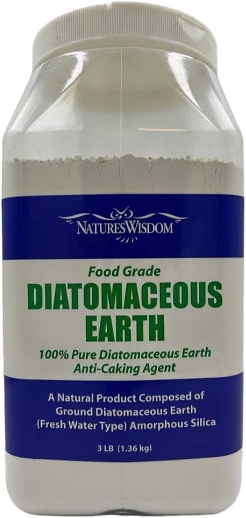 Natures Wisdom Diatomaceous Earth - Food Grade 3 lb Jar for Natural Pest Control & Detox