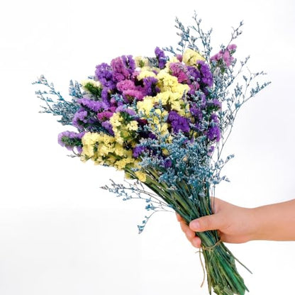 Rustic Dried Flower Bouquet with Statice & Forget-Me-Nots - 60 Stems