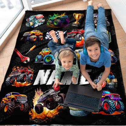 Silver Kids Truck Blanket Gift for Boys - Flannel Throw for Son & Nephew