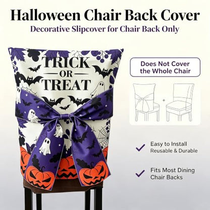 Halloween Skeleton Chair Cover with Bow Tie - Bat-2 Variation