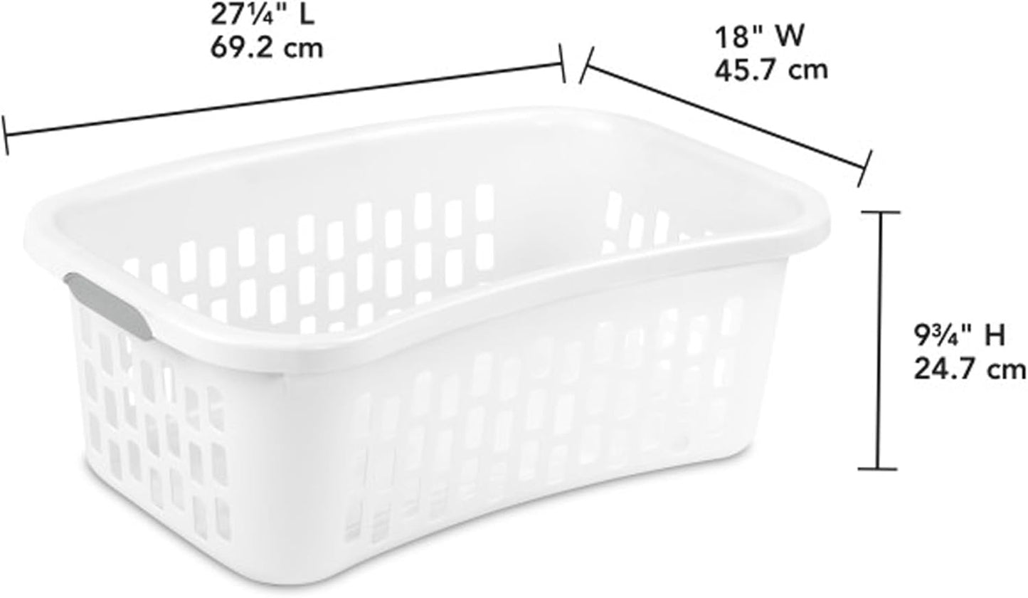 Sterilite Laundry Basket - 6 Pack Plastic Hamper with Comfort Grip Handles | 1.5 Bushel Capacity, White