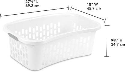 Sterilite Laundry Basket - 6 Pack Plastic Hamper with Comfort Grip Handles | 1.5 Bushel Capacity, White