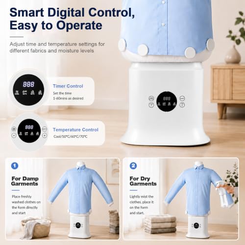 Automatic Clothes Dryer and Wrinkle Remover for Shirts & Pants - Portable Hands-Free Inflatable Garment Steamer