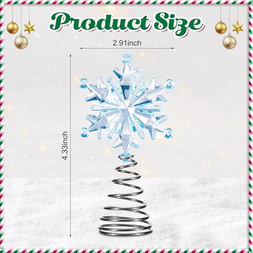 Iridescent Mini Snowflake Tree Topper for Christmas Decorations - Blue Gemstone