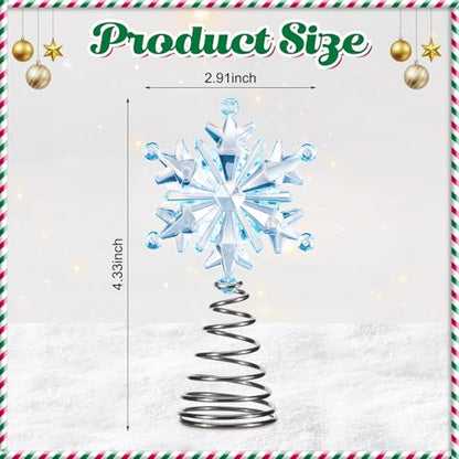Iridescent Mini Snowflake Tree Topper for Christmas Decorations - Blue Gemstone