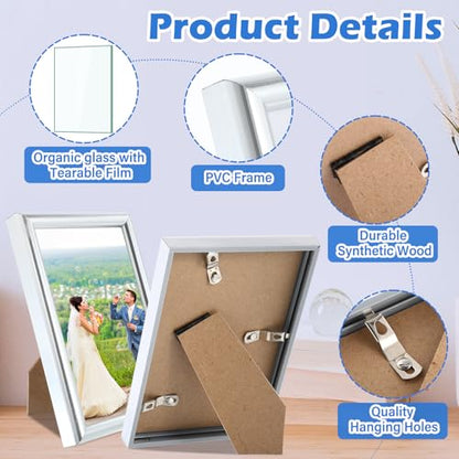Kathfly 16 Pack Silver 5x7 Inch Photo Frames Wall & Table Display