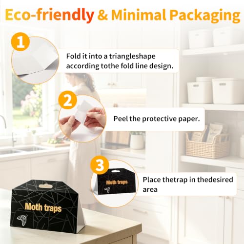 8 Pack Sticky Clothes & Pantry Moth Traps with Pheromone Lure - Effective Pest Control