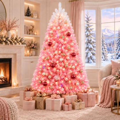 Pink White Gradient 6ft Artificial Christmas Tree with 210 Lights & 750 Tips