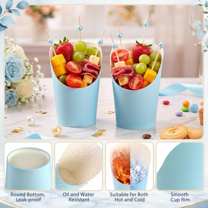 Charcuterie Cup Set with Sticks and Bags - Light Blue, 14 oz, 100 pcs