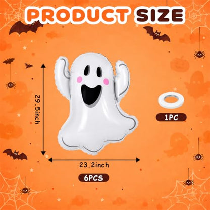 White Halloween Ghost Balloons - 6 Pack 29.5 Inch Foil Party Decorations
