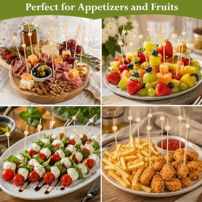 1000 Wooden Cocktail Picks - 4.7 Inch Food & Drink Skewers for Appetizers