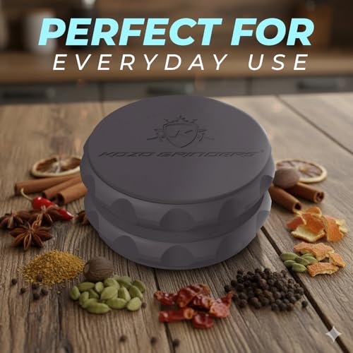 Kozo 2.5-Inch Strong Grip Spice Grinder with Magnetic Lid - Black