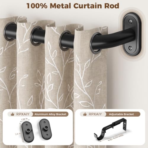 Black Wrap Around Curtain Rod 36-152 Inch Heavy Duty Adjustable Blackout Rod - 1 Pack