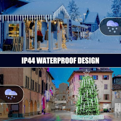 Brightown 30ft LED Icicle Christmas Lights with Remote - Cool White, 30 Tubes