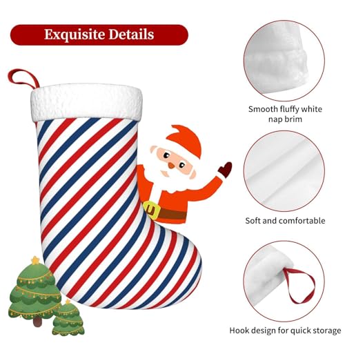 Christmas Stocking Hanging Decoration - Striped Holiday Socks 17.7 Inch - Color 16