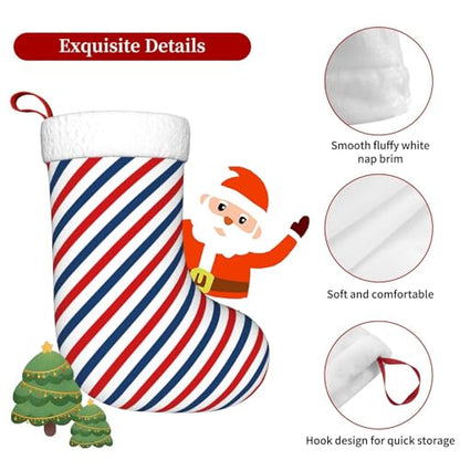 Christmas Stocking Hanging Decoration - Striped Holiday Socks 17.7 Inch - Color 16