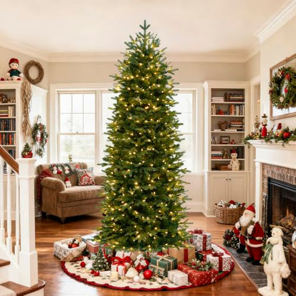 7.5 Ft Slim Prelit Christmas Tree with 400 Warm White LEDs - Green