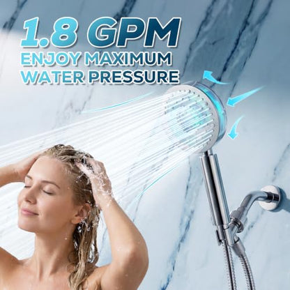 Metal 6-Spray Shower Head with Handheld & Silver Plating - High Pressure