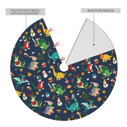 White 30-Inch Christmas Dinosaur Tree Skirt Holiday Decorations Cute Xmas Tree Mat