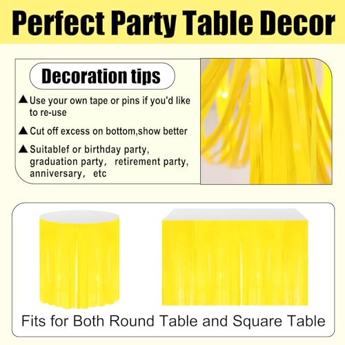 Macaron Yellow Foil Fringe Table Skirt 29x108 Inches Party Decor 3 Pack