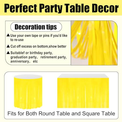 Macaron Yellow Foil Fringe Table Skirt 29x108 Inches Party Decor 3 Pack
