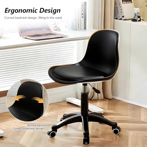 Small Office Desk Chair with Swivel & Height Adjustment — Armless Task Chair