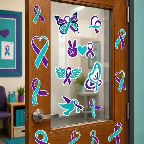 Suicide Prevention Awareness Bulletin Board Decor Set with Tree & Ribbon Cutouts