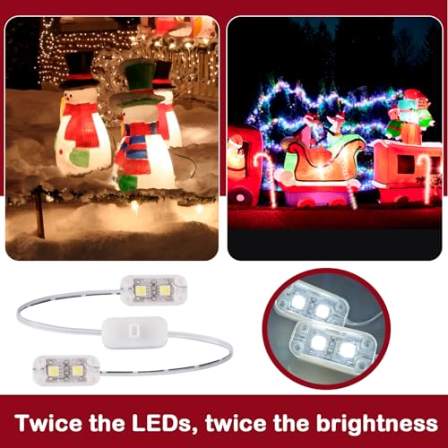 2 Pack Air Blower Fan for Inflatables 12V 0.8A with 1.0A Adapter & 3 LED Bulbs - Waterproof IP68
